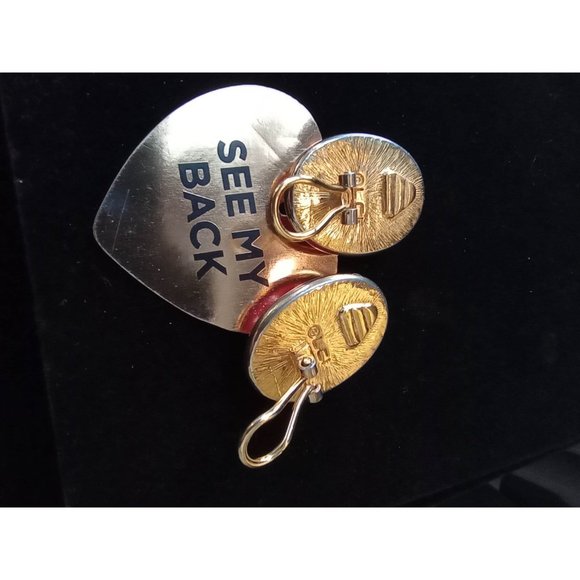 LCI Red Cabochon goldtone bezel clip earrings - Picture 6 of 7